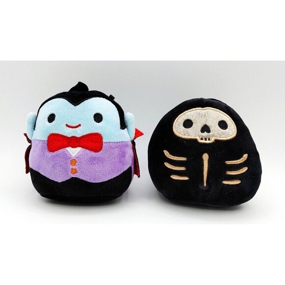 Squishmallow 4.5" Plush Stix Skeleton Black Gold & Vlad Vampire Dracula - Picture 1 of 6
